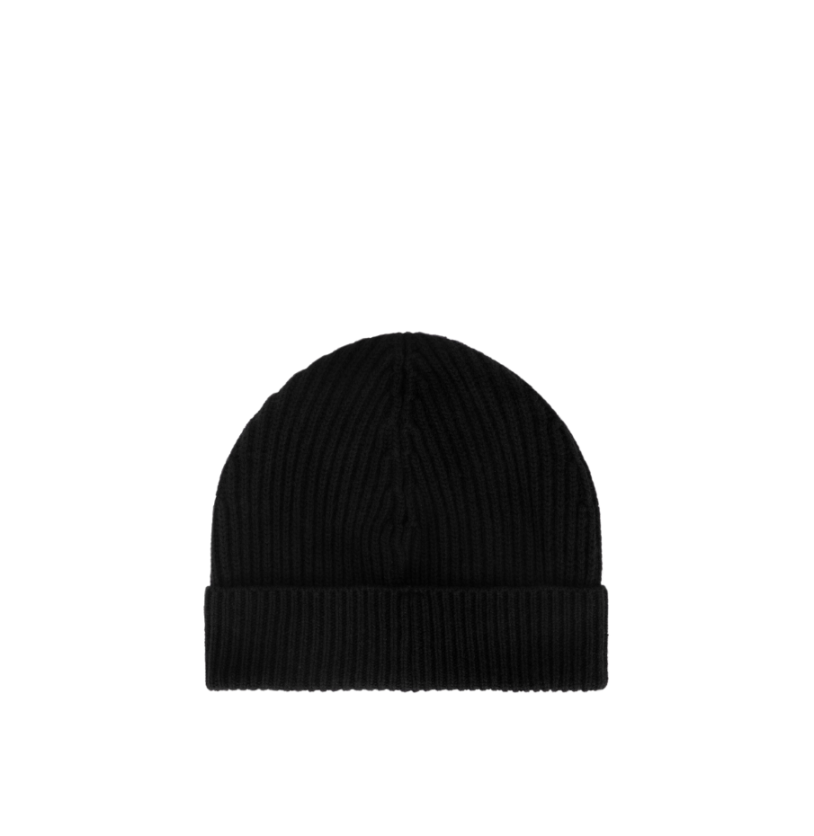 Black Cashmere and Wool Hat with Branded Tag