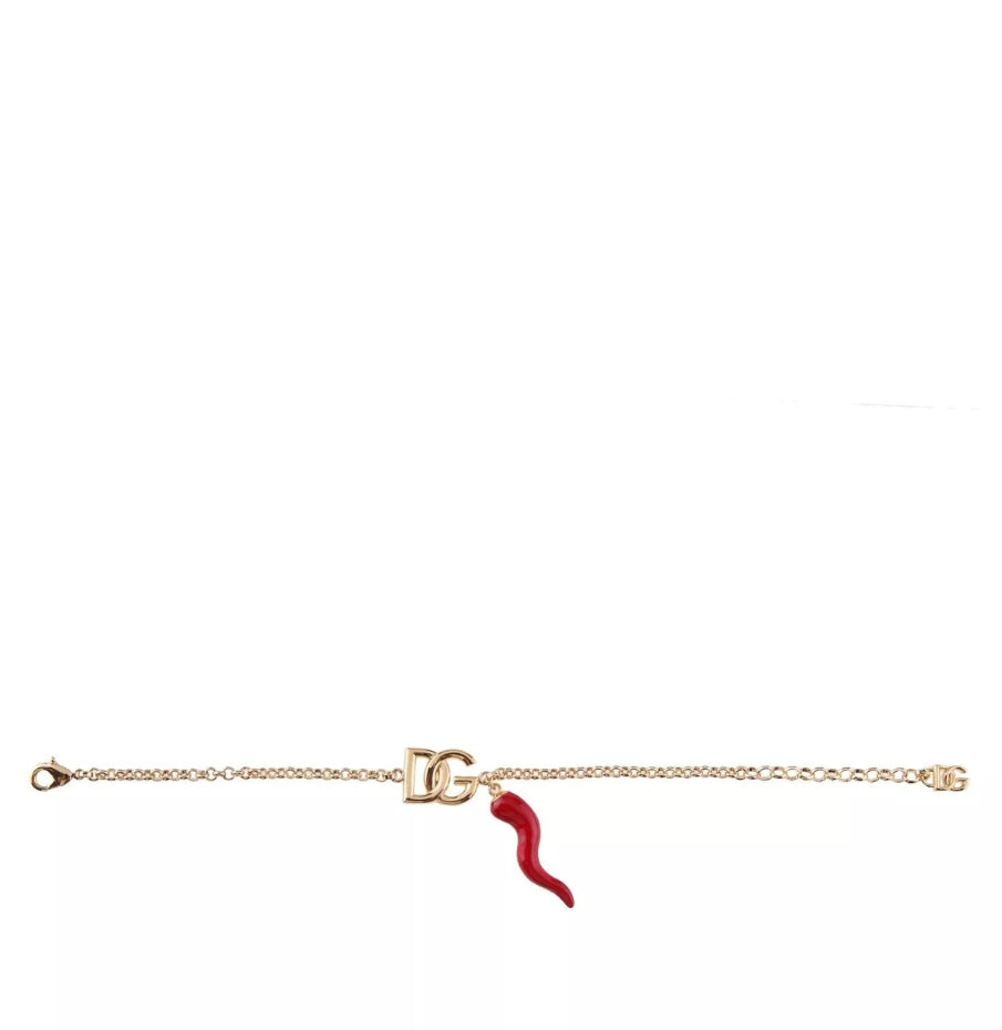 Gold Bracelet with DG Logo and Cornet Charm