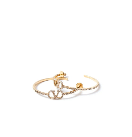 Crystal-Embellished Gold-Tone Valentino Garavani Hoop Earrings