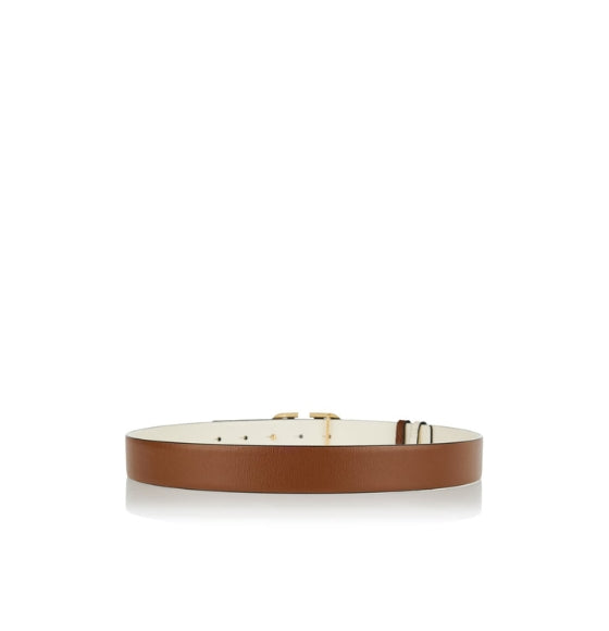 Brown Calf Leather VLOGO Signature Reversible Belt by Valentino Garavani