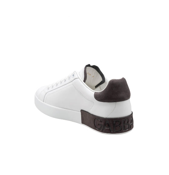 White Embossed DG Logo Heel Portofino Sneakers