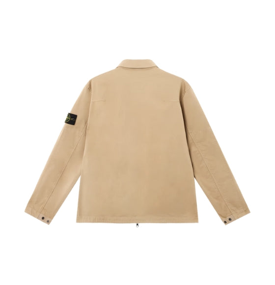 Beige Compass Patch Long sleeved Overshirt Jacket