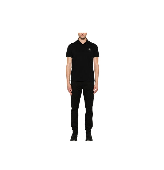 Black Compass Patch Short Sleeve Polo Shirt