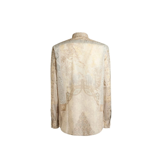 Beige Geomatrical Paisley Printed Long Sleeved Shirt
