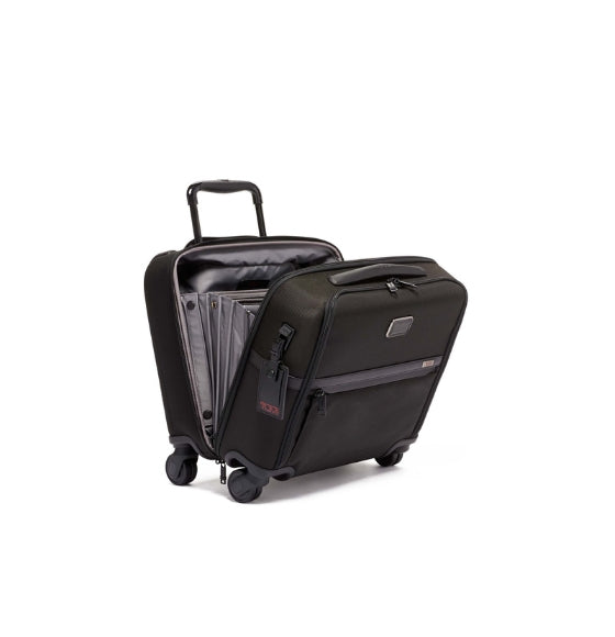 Black Alpha 3 Compact Wheeled Briefcase