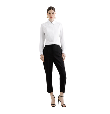 Stretch poplin tuxedo shirt