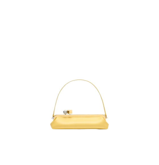 Yellow Salon Clutch Leather Handbag