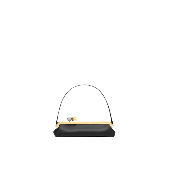 Black Salon Clutch Leather Handbag