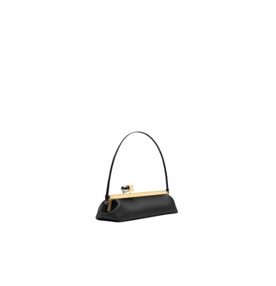Black Salon Clutch Leather Handbag