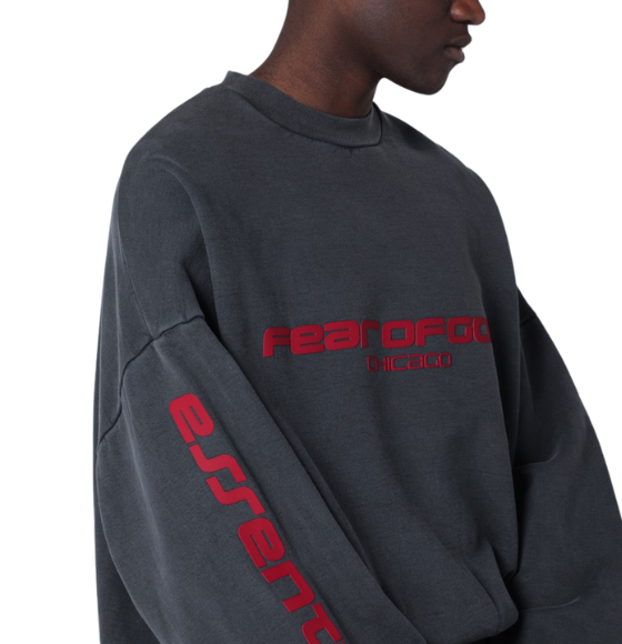 Grey washed cropped Chicago sweatshirt