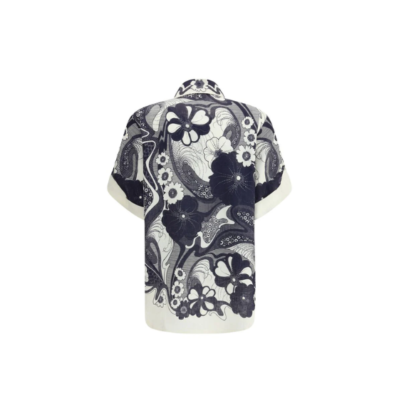 Navy Mickey Floral Linen Shirt