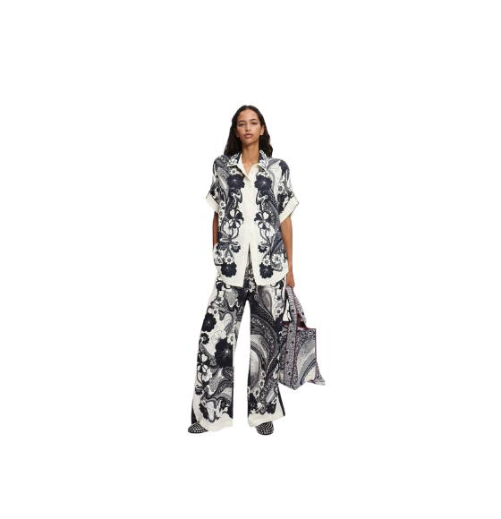 Navy Mickey Floral Linen Pants