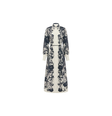 Navy Mickey Floral Linen Shirtdress