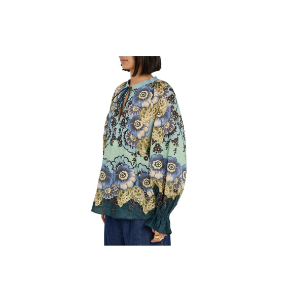 Blue Madalena Floral Top
