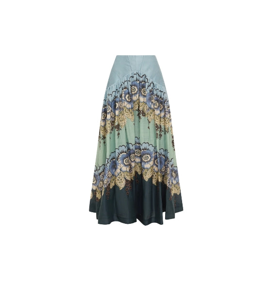 Blue Madalena Floral Skirt