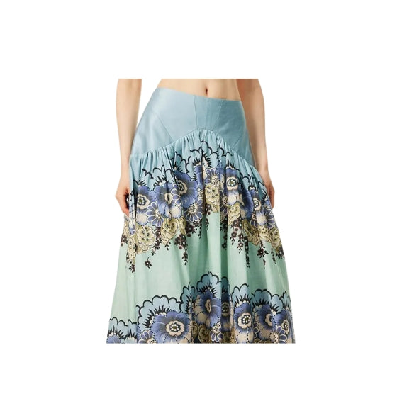 Blue Madalena Floral Skirt