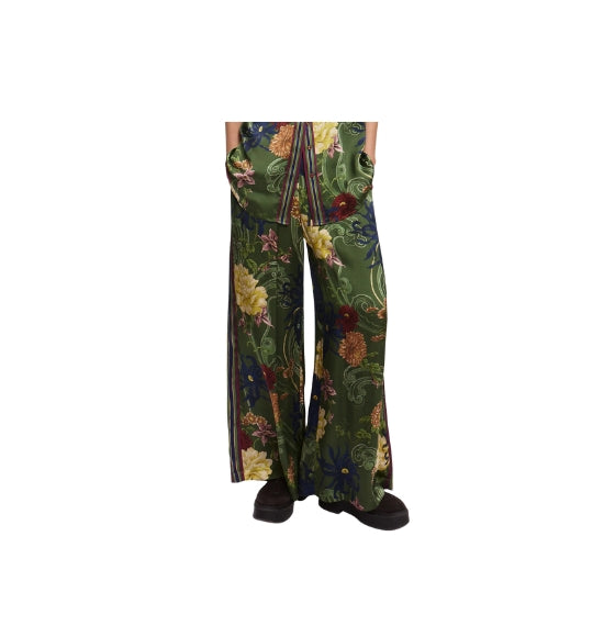 Green Botanical Avery Silk Pants