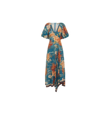 Blue Floral Fletcher Midi Dress