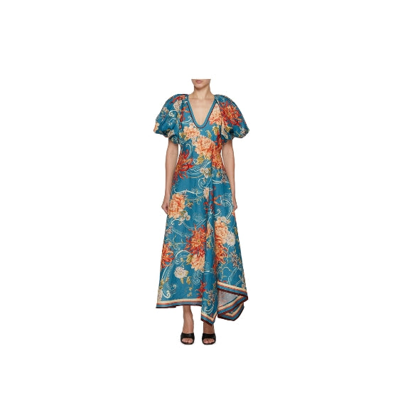 Blue Floral Fletcher Midi Dress