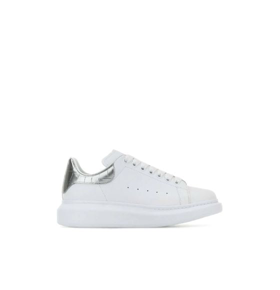 Silver-Detailed White Oversize Sneakers