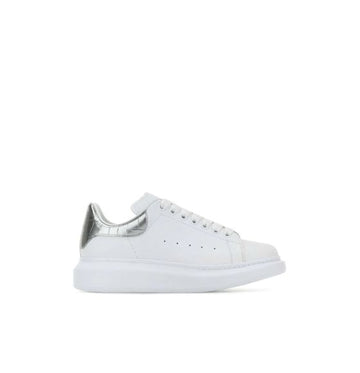 Silver-Detailed White Oversize Sneakers