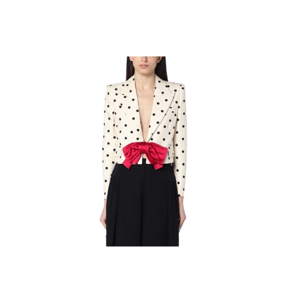 Ivory Plusdepois Silk Cropped Blazer - RUNWAY