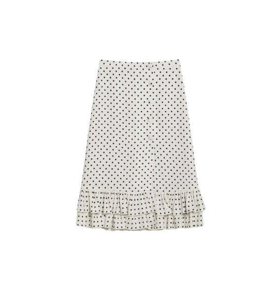 Ivory Ruffled Plusdepois Print Midi Skirt - RUNWAY
