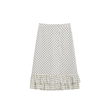 Ivory Ruffled Plusdepois Print Midi Skirt - RUNWAY