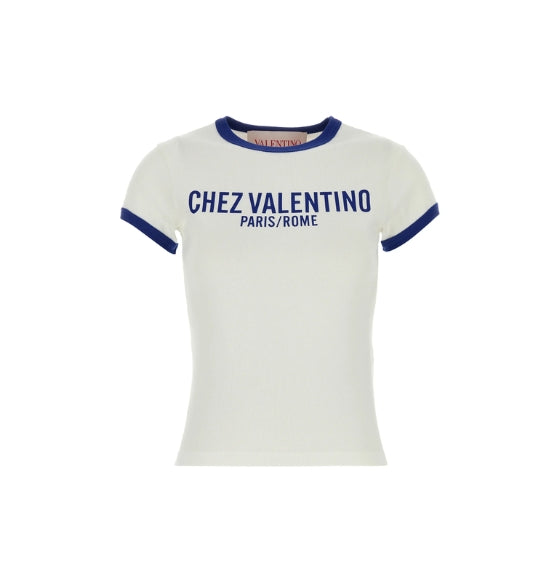 White Chez Valentino Slim Fit Cotton T-shirt