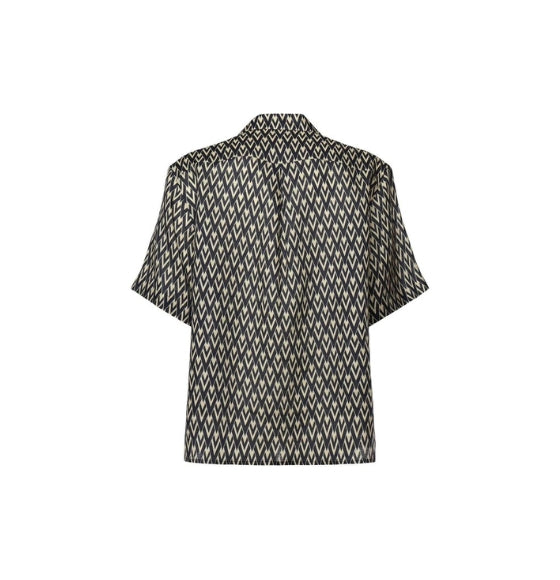 Toute la V Print Linen Bowling Shirt