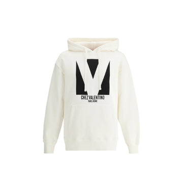 White Chez Valentino Cotton Jersey Hoodie