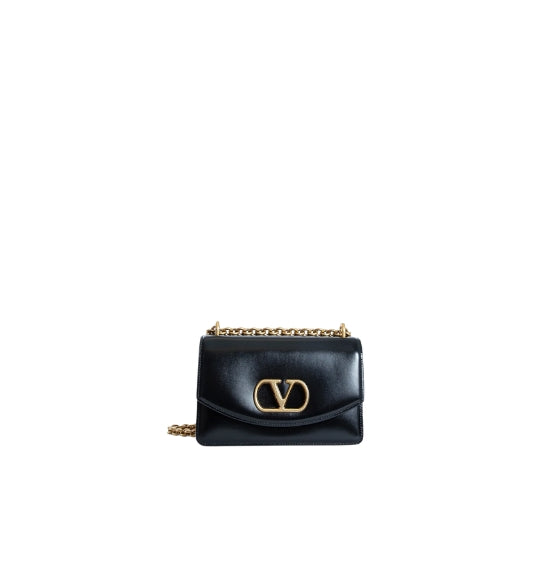 Black Small Vain Calfskin Shoulder Bag