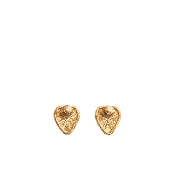 Gold V-Logo Fil Perdu Heart-Shaped Earrings