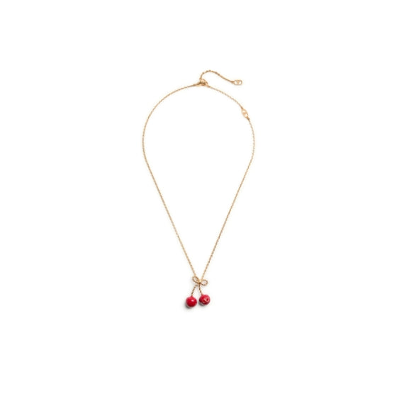 Red Cherryfic Chez Valentino Bow-Detailed Necklace