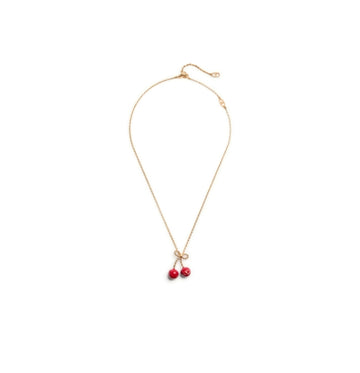 Red Cherryfic Chez Valentino Bow-Detailed Necklace
