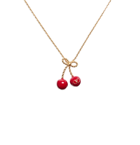 Red Cherryfic Chez Valentino Bow-Detailed Necklace