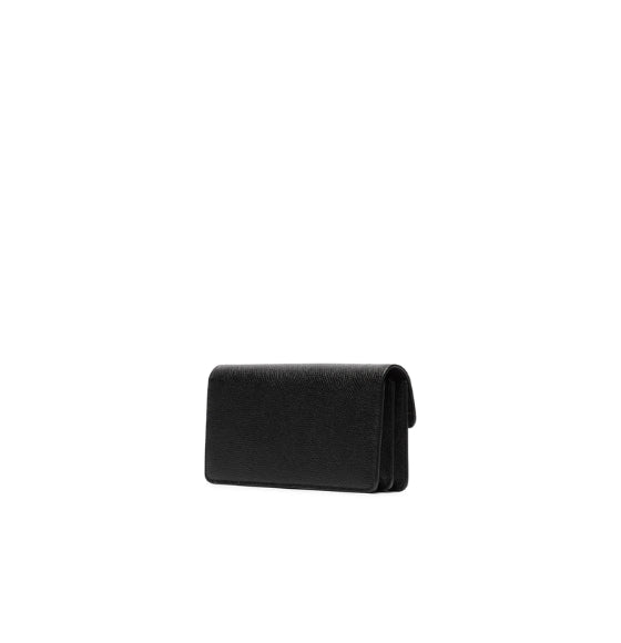Black VLogo Small Grainy Calfskin Wallet