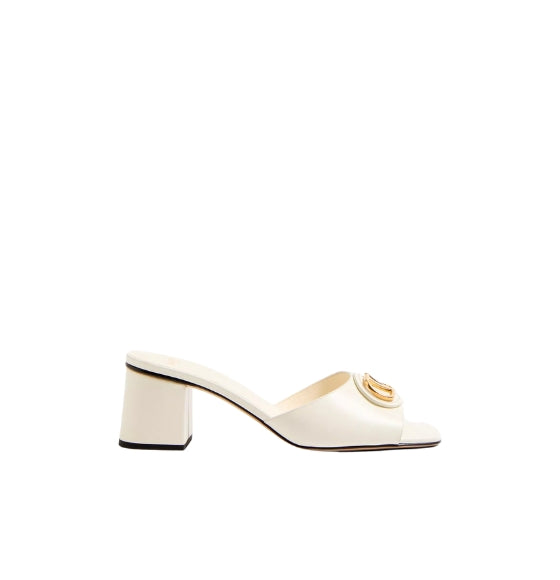 White Vlogo Signature Leather Heeled Sandals