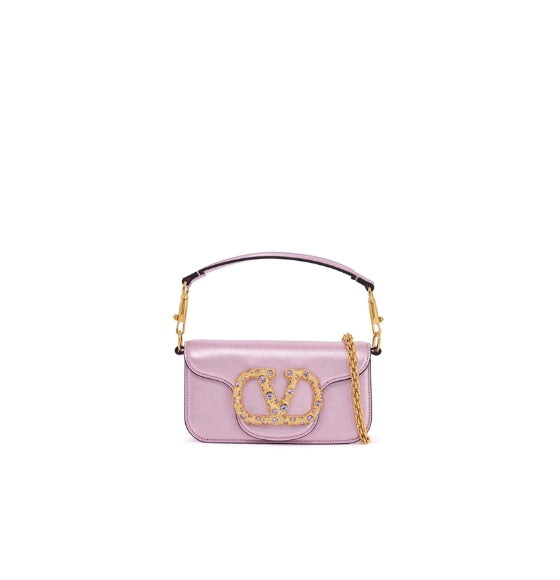 Pink Small LocÃ² Laminated Calfskin Shoulder Bag