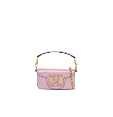 Pink Small LocÃ² Laminated Calfskin Shoulder Bag