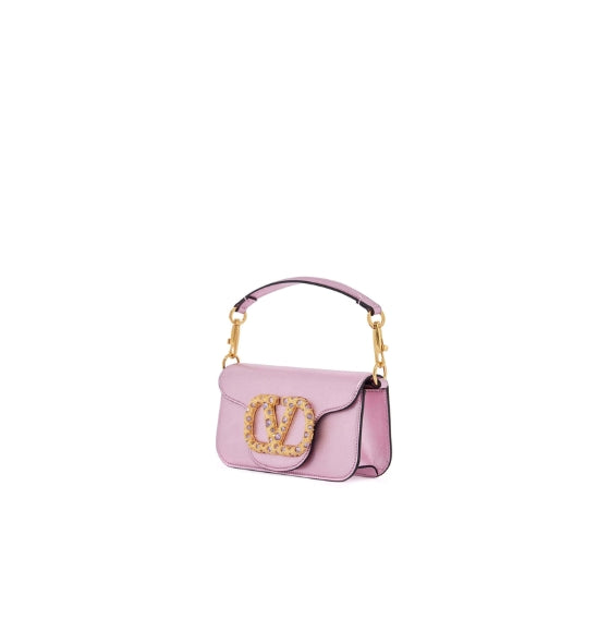 Pink Small LocÃ² Laminated Calfskin Shoulder Bag