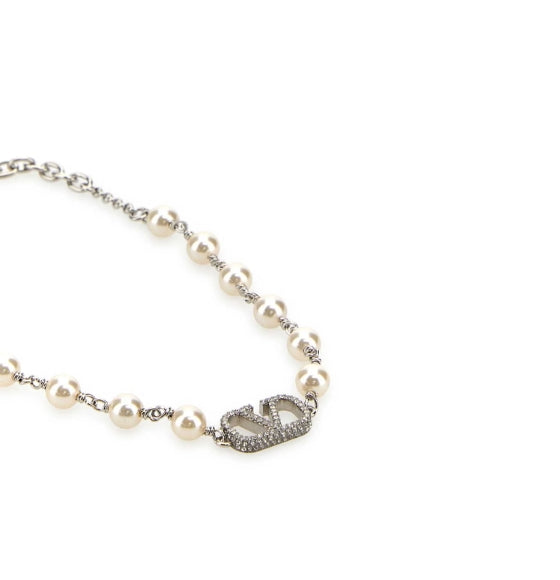 Silver V-Logo Signature Full Pearl Bracelet