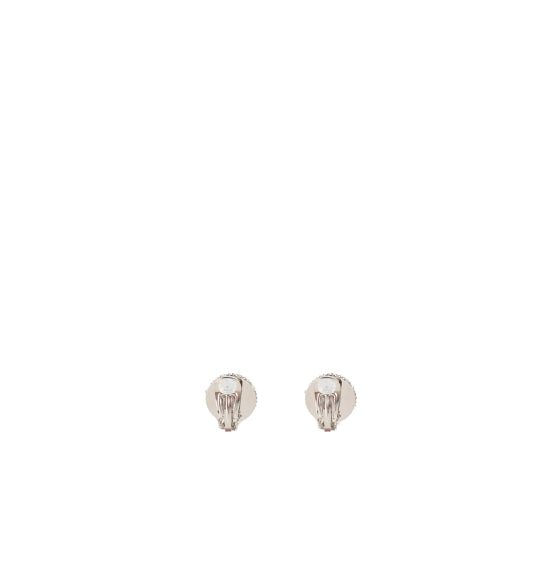 Silver Signature V-Logo Crystal Embellished Semi-Sphere Clip Earrings