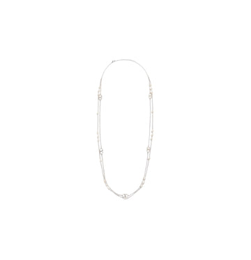 Silver V-Logo Signature Pearl Necklace