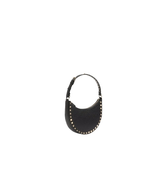 Black Rockstud Mini Hobo Shoulder Bag