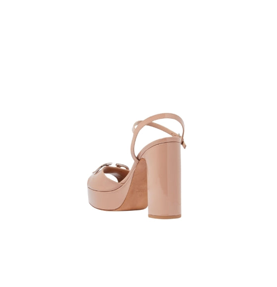 Pink Signature V-Logo Platform Heeled Sandals