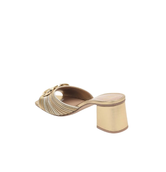 Gold Flat V Logo Mules