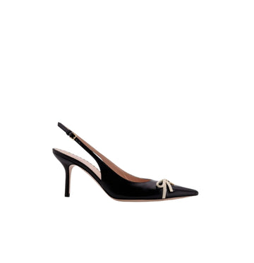 Black Bow Detailed Pointed Toe Slingbacks