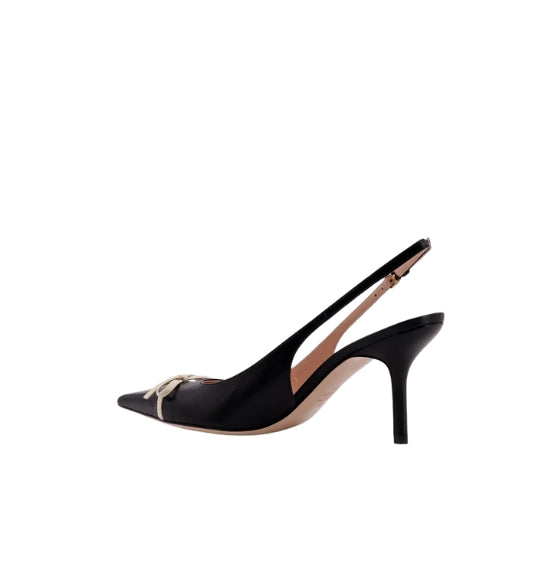 Black Bow Detailed Pointed Toe Slingbacks