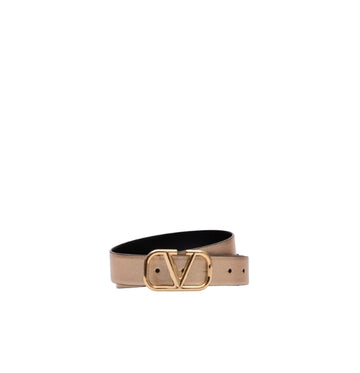 Metallic Gold & Black Reversible 30mm V-Logo Signature Belt